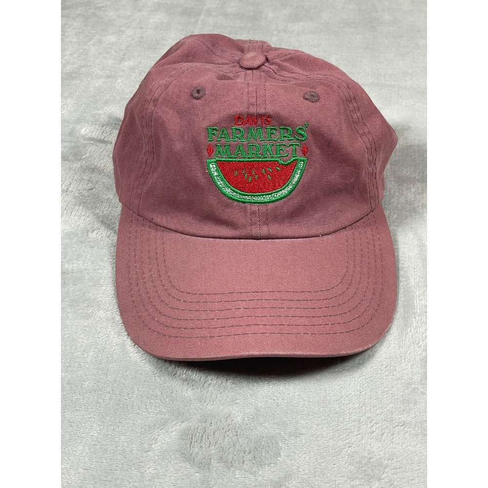 Davis Farmers Market Hat OSFM Red Watermelon Logo Adjustable Dad Cap
